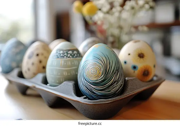 Hand Painted Easter Eggs in a Carton