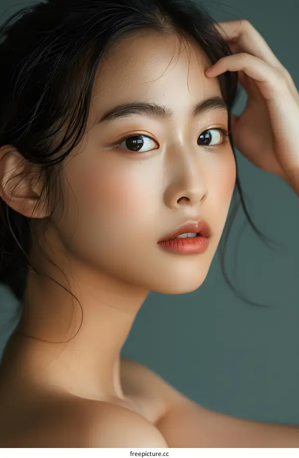 Beautiful Asian Woman with Makeup Portrait