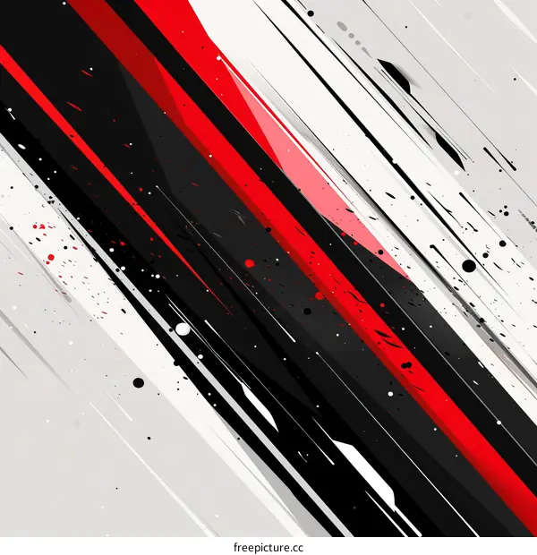Abstract Painting in Black, Red, and White