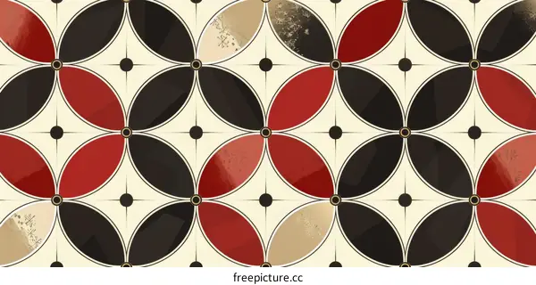 red and black and gold circle and dot pattern