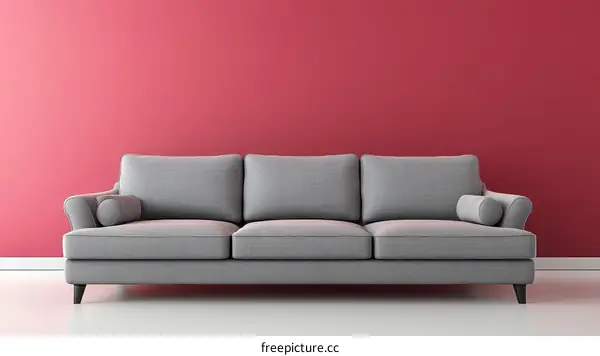 Modern Gray Sofa in a Pink Room Interior Design