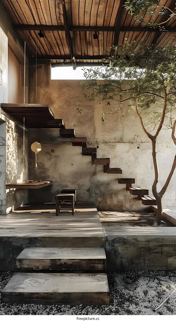 Modern Wooden Staircase Exterior Design with a Rustic Look