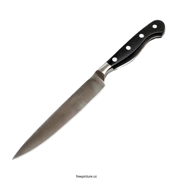 [Transparent Background PNG]Stainless Steel Kitchen Knife with Black Handle