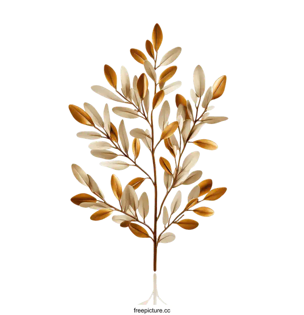 [Transparent Background PNG]Golden and Beige Leaf Arrangement Illustration