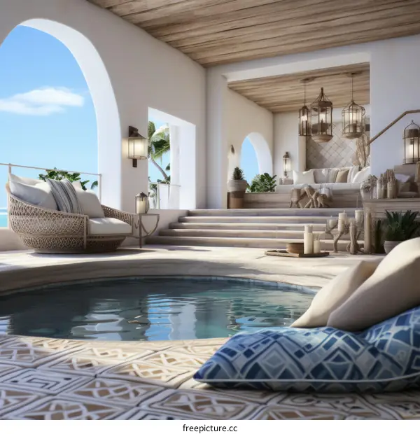 A luxurious villa with a private pool and stunning ocean views