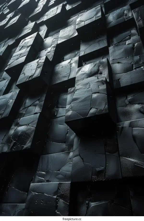 Black 3D Stone Wall Background
