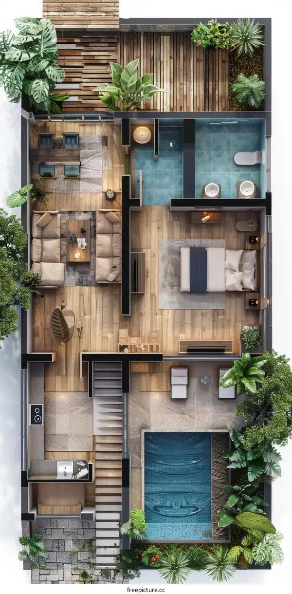 top view of a modern house plan
