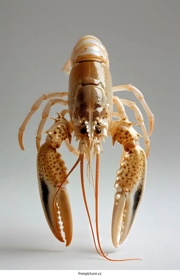 Standing Lobster on Gray Background