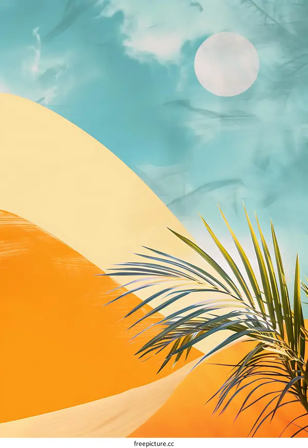 Tropical Summer Abstract Illustration with Palm Leaf