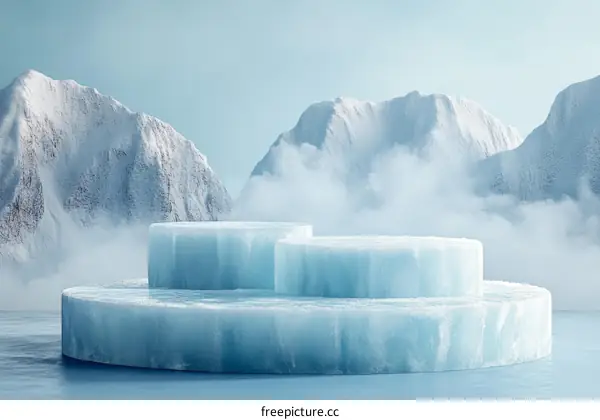 Icy Glacial Mountain Scene Product Display