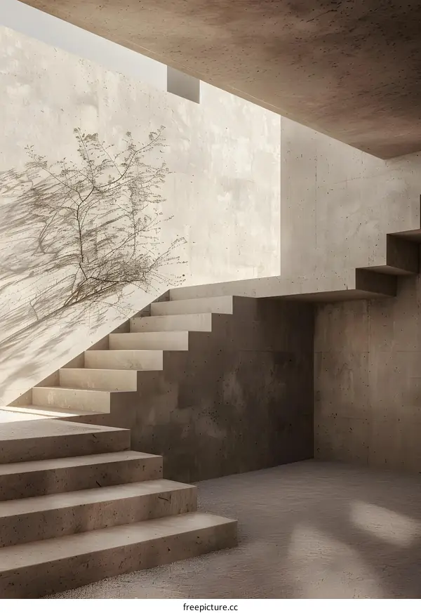 Concrete Staircase with Minimalist Design in Modern Architecture