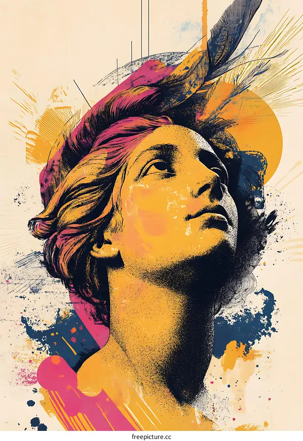 Abstract Portrait of Woman with Colorful Splashes