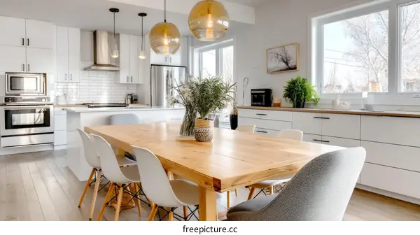 Modern White Kitchen Dining Area