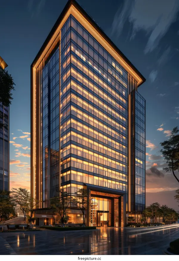 Modern Skyscraper Architecture at Dusk