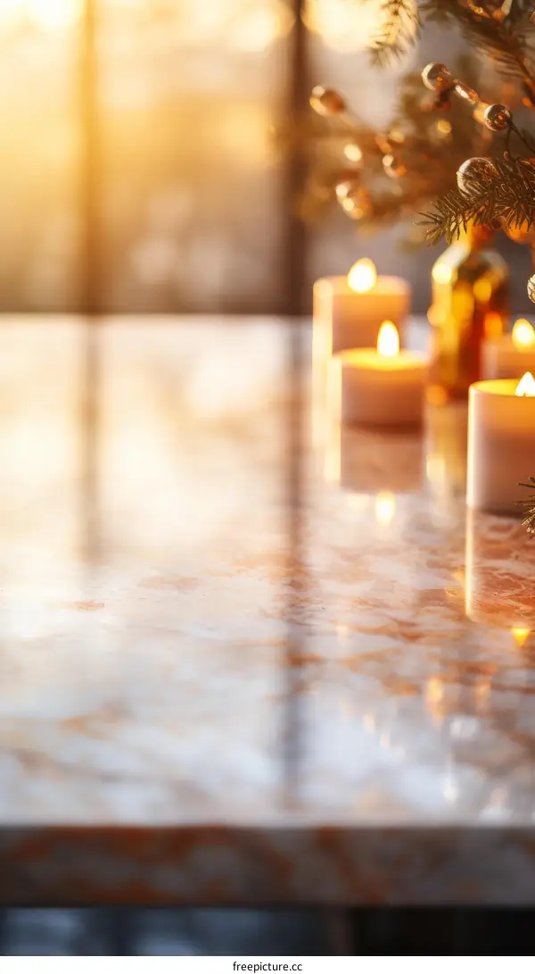 Christmas Still Life with Candles and Ornaments