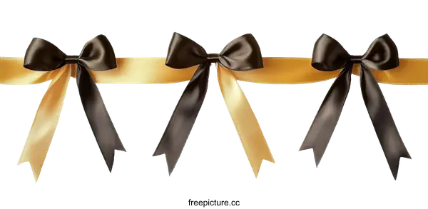 [Transparent Background PNG]Elegant Black and Gold Ribbon Bows