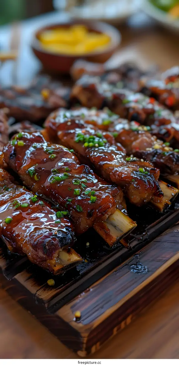 A delicious plate of barbecued pork ribs
