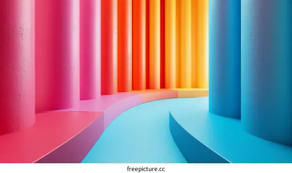 Surreal Corridor with Vibrant Geometric Patterns