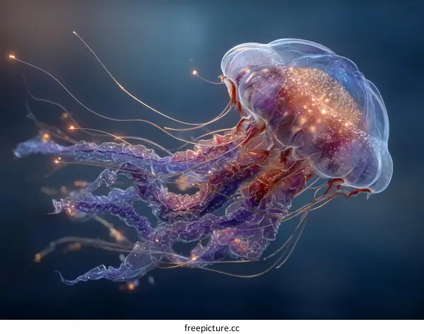 Beautiful Bioluminescent Jellyfish Illustration