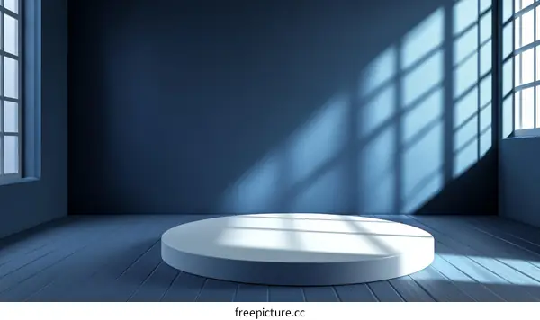 Empty Modern Interior Scene with White Display Podium