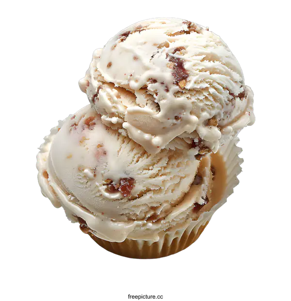 [Transparent Background PNG]Two Scoops of Ice Cream with Nuts