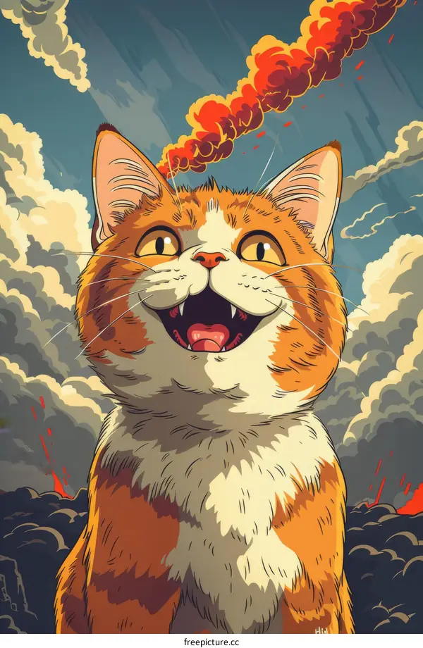 Cat Staring at Nuclear Explosion