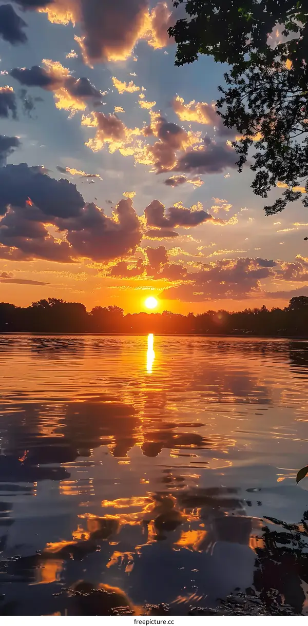 Beautiful sunset over water