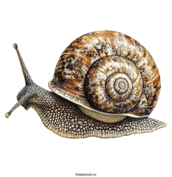 [Transparent Background PNG]Detailed Illustration of a Snail