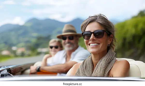 Family Road Trip in a Classic Convertible