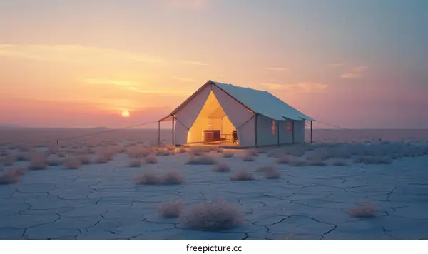 Luxury camping tent in the middle of the desert
