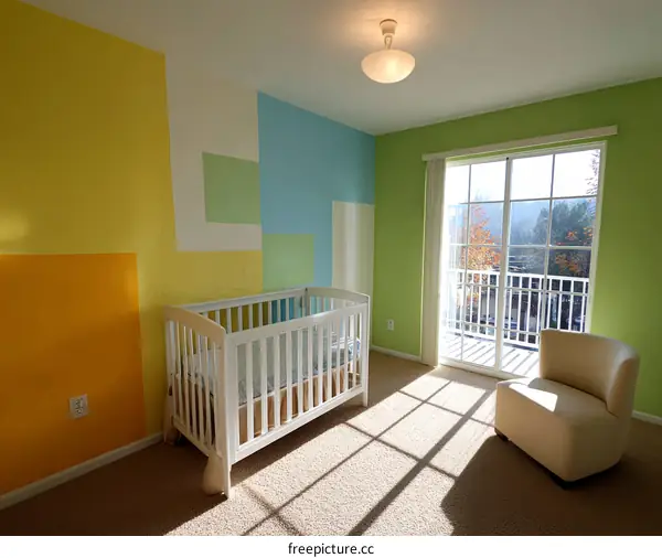 Colorful Baby Room with Geometric Wall Decor