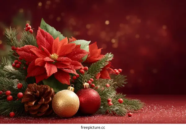 Christmas Decoration Arrangement with Poinsettia
