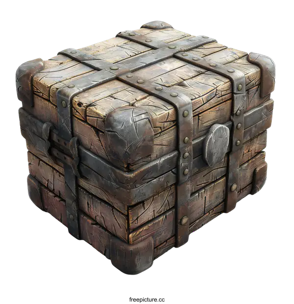 [Transparent Background PNG]Ancient Wooden Chest on transparent background