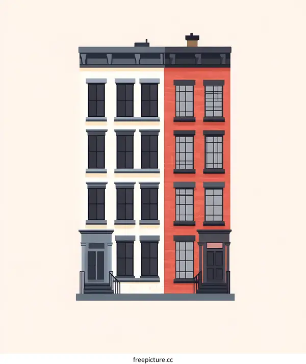 Two Story Brick Building Illustration