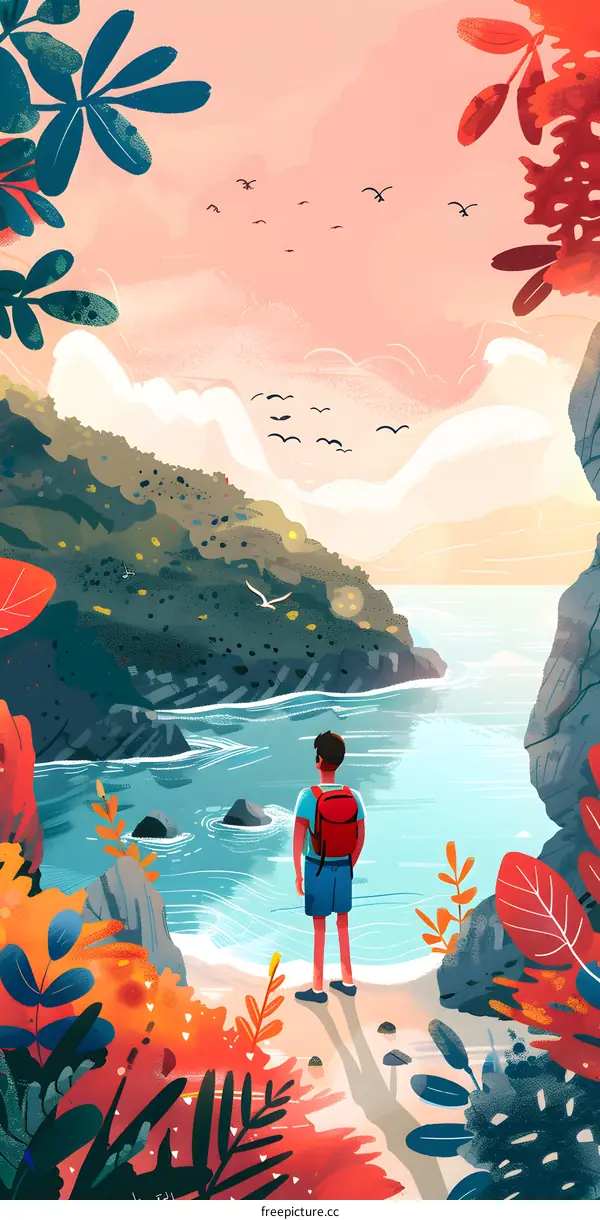 Man standing on beach looking at the ocean