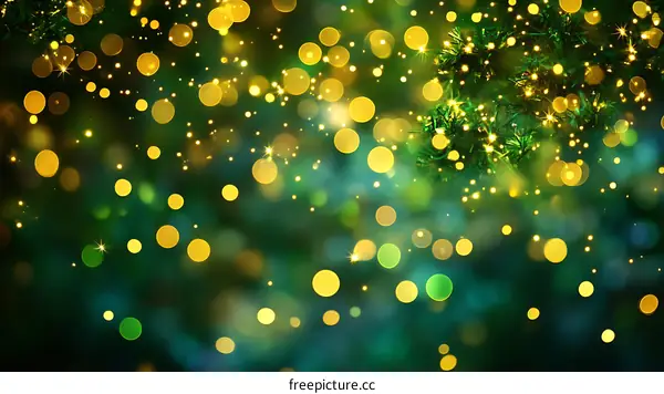Christmas Golden Lights Bokeh Background