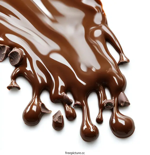 Melted Chocolate Drizzle with Chocolate Chips Close-up