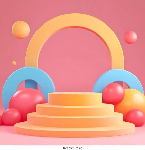 3D Render Abstract Colorful Podium Background