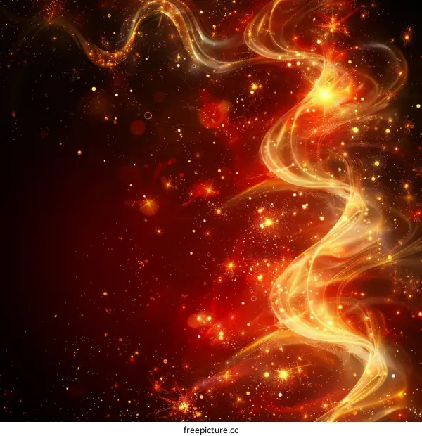 Fireworks in Red and Gold Glowing on Black