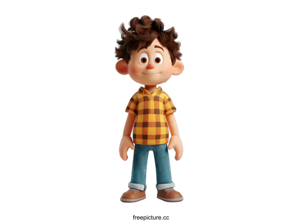 [Transparent Background PNG]Smiling Cartoon Boy on White Background