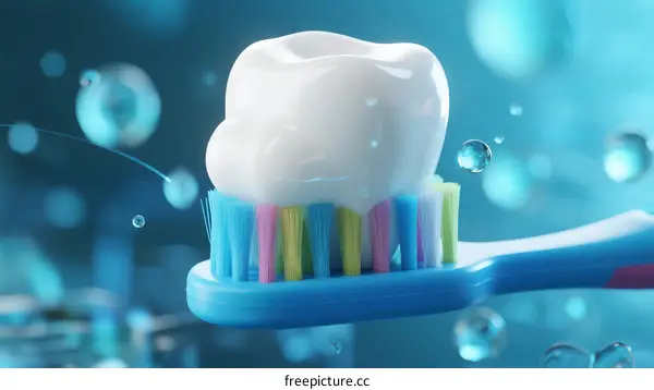 Toothbrush and Healthy Tooth: Daily Oral Care Concept