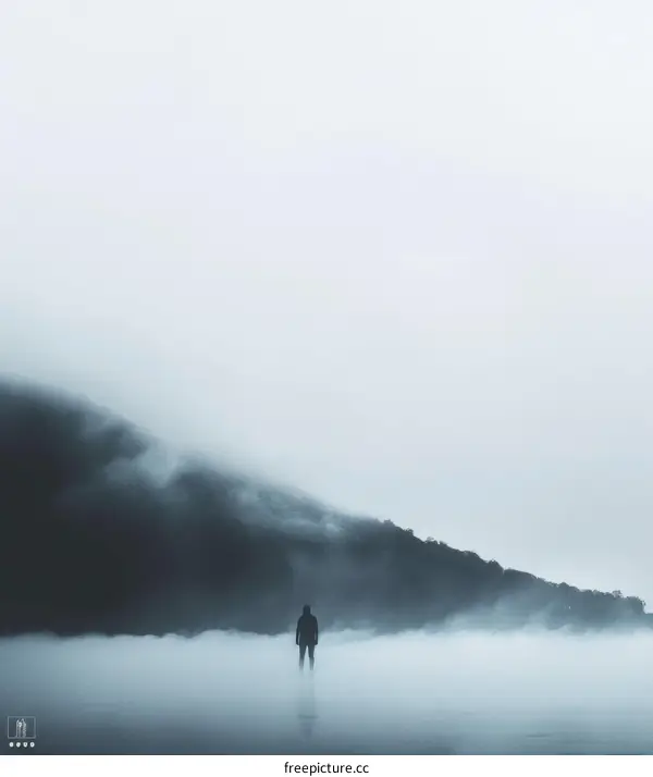 A Solitary Figure Stands in the Fog