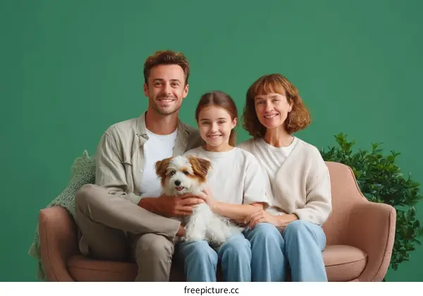 Happy Family with a Dog Portrait