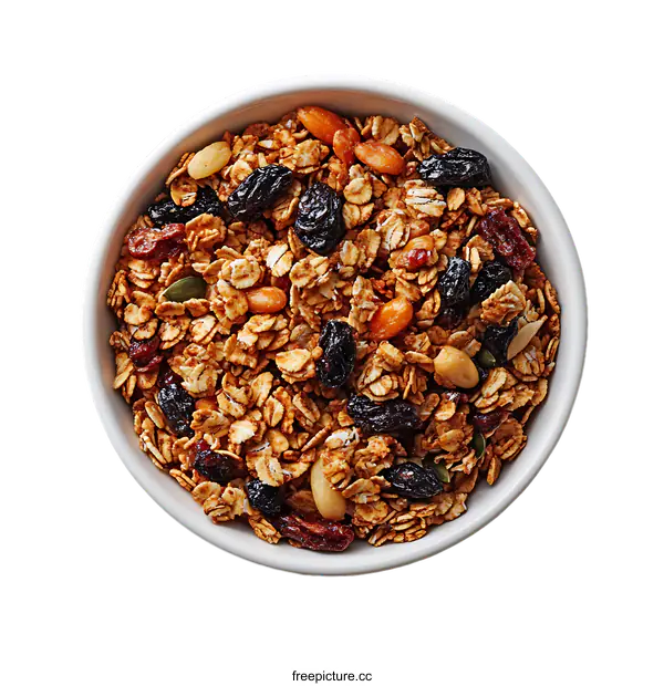 [Transparent Background PNG]Delicious Mixed Granola in a Bowl