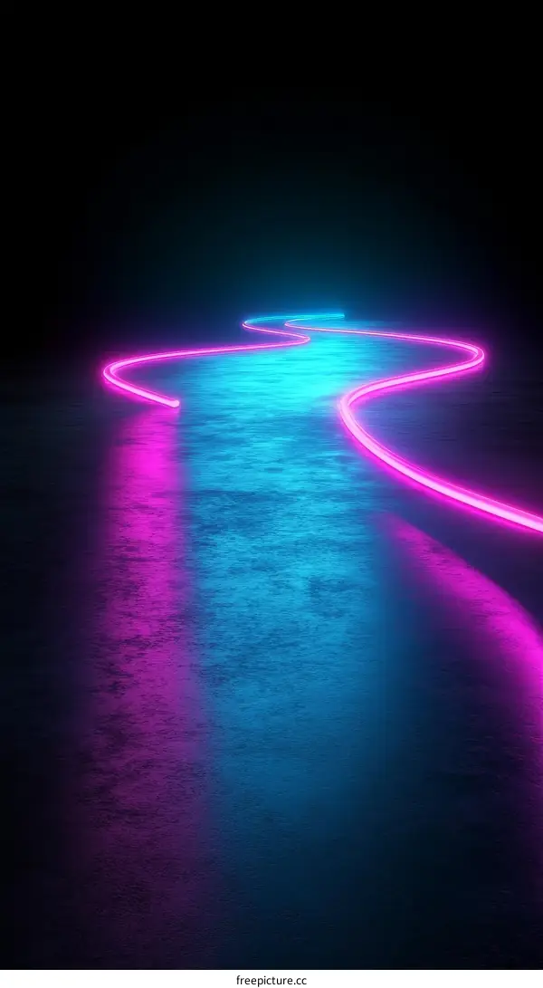 Neon Light Pathway Abstract Background