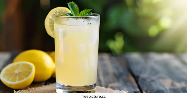 Refreshing Summer Drink with Lemon and Mint