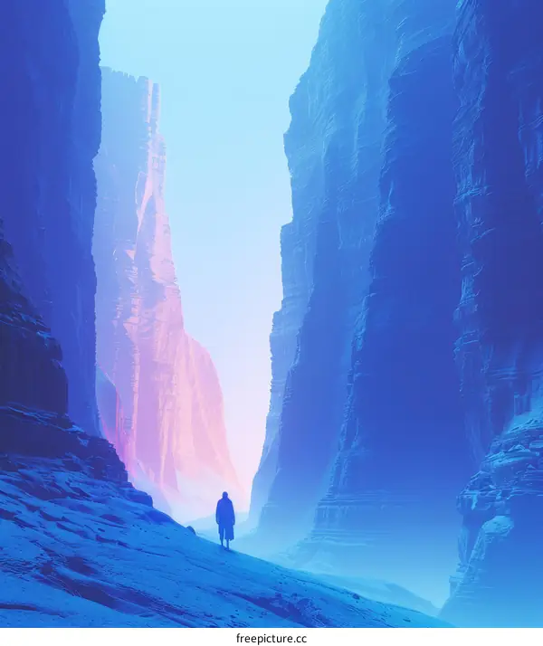 Solitary Figure in a Canyon
