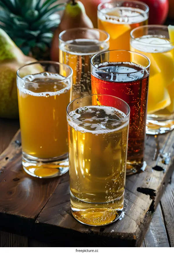 Close Up of Glasses Filled with Refreshing Cider
