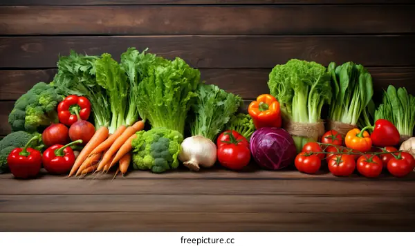 Fresh vegetables on a wooden table