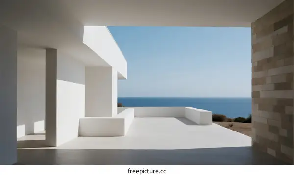 Modern white house with panoramic sea view and open terrace